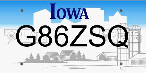 G86ZSQ Iowa License Plate