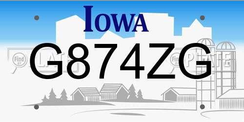G874ZG Iowa License Plate