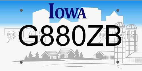 G880ZB Iowa License Plate