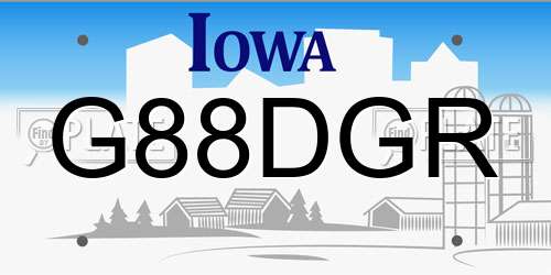 G88DGR Iowa License Plate