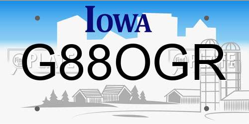 G88OGR Iowa License Plate