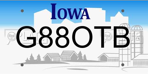 G88OTB Iowa License Plate