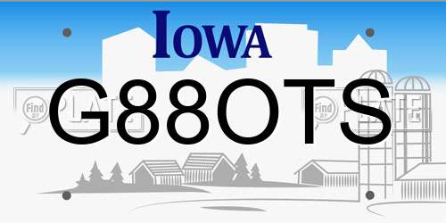 G88OTS Iowa License Plate