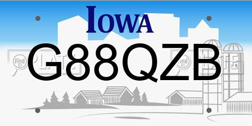 G88QZB Iowa License Plate