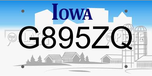G895ZQ Iowa License Plate