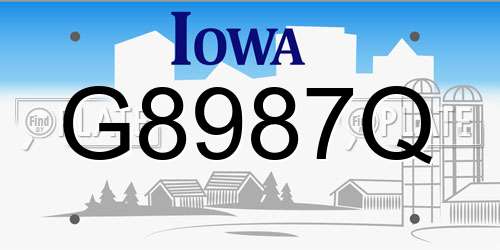 G8987Q Iowa License Plate