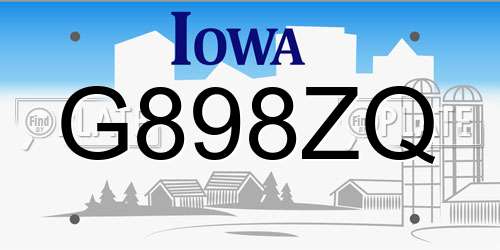 G898ZQ Iowa License Plate