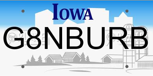 G8NBURB Iowa License Plate