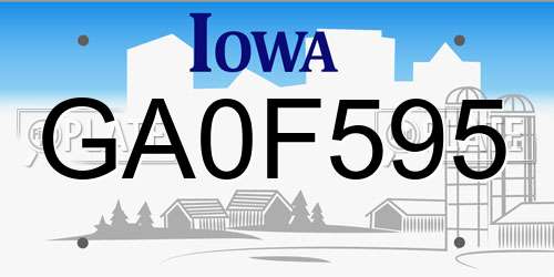 GA0F595 Iowa License Plate