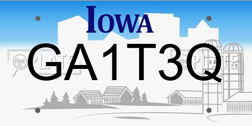 GA1T3Q Iowa License Plate