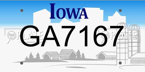 GA7167 Iowa License Plate