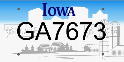GA7673 Iowa License Plate