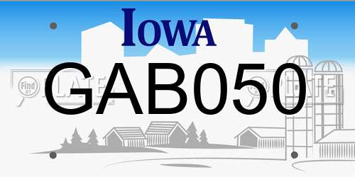 GAB050 Iowa License Plate
