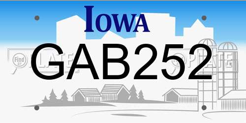GAB252 Iowa License Plate