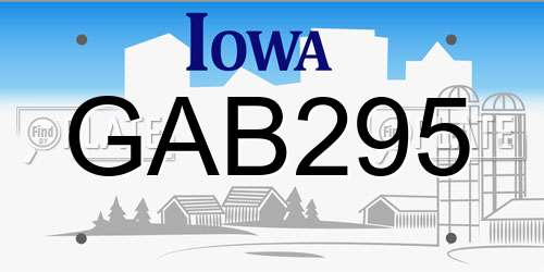 GAB295 Iowa License Plate