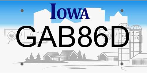 GAB86D Iowa License Plate