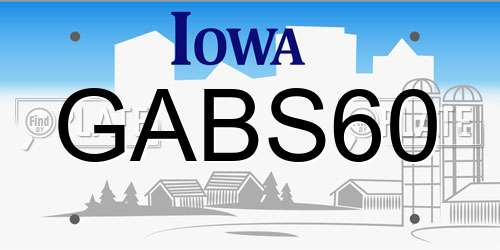 GABS60 Iowa License Plate