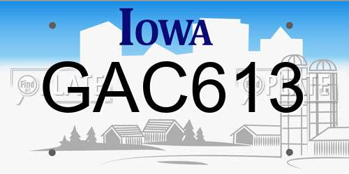 GAC613 Iowa License Plate