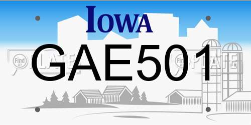 GAE501 Iowa License Plate
