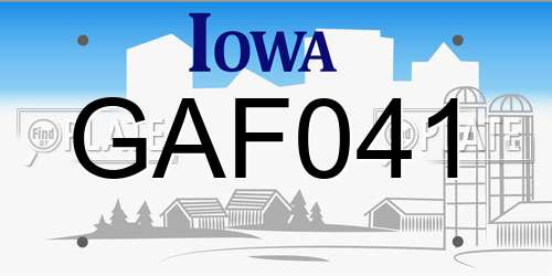 GAF041 Iowa License Plate