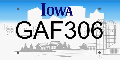 GAF306 Iowa License Plate