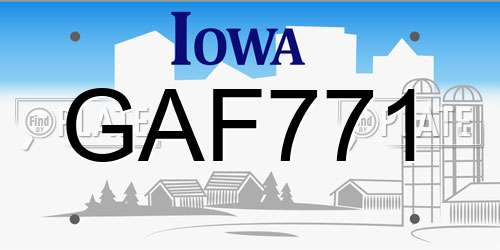 GAF771 Iowa License Plate