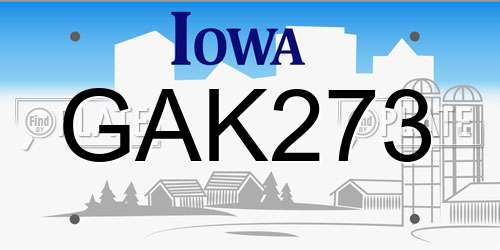 GAK273 Iowa License Plate