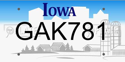 GAK781 Iowa License Plate