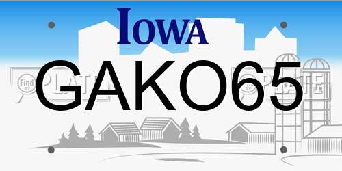 GAKO65 Iowa License Plate