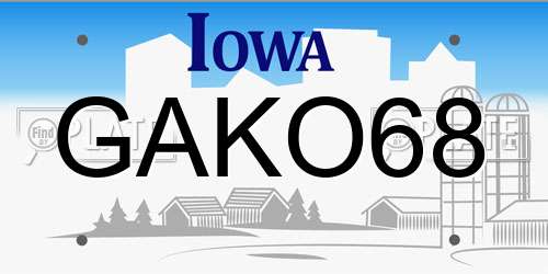 GAKO68 Iowa License Plate