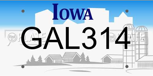 GAL314 Iowa License Plate