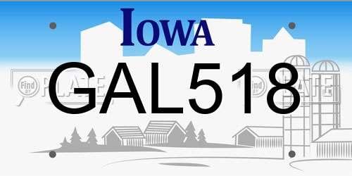 GAL518 Iowa License Plate