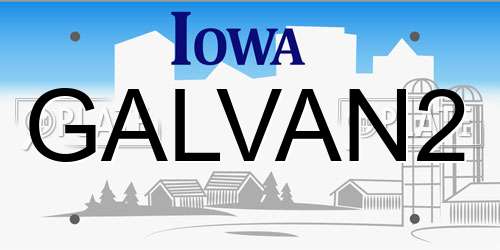 GALVAN2 Iowa License Plate