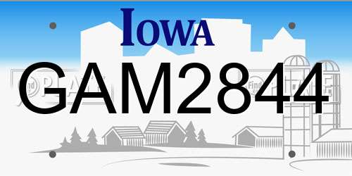 GAM2844 Iowa License Plate