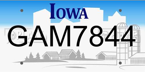 GAM7844 Iowa License Plate