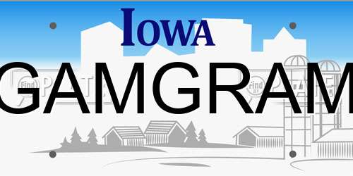 GAMGRAM Iowa License Plate