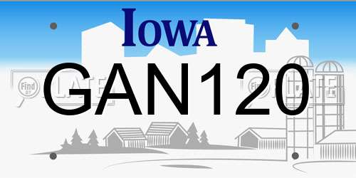 GAN120 Iowa License Plate