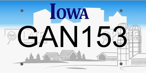 GAN153 Iowa License Plate