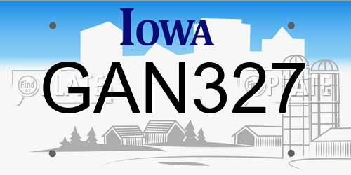 GAN327 Iowa License Plate