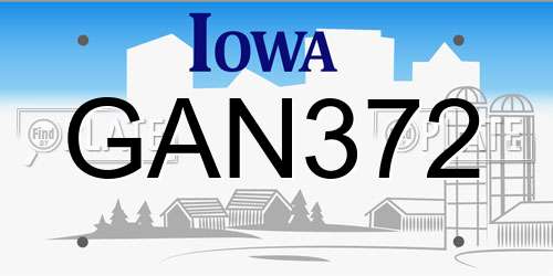 GAN372 Iowa License Plate