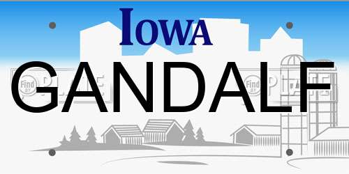 GANDALF Iowa License Plate