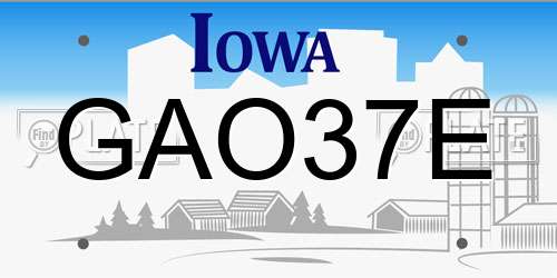 GAO37E Iowa License Plate