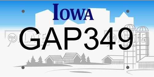 GAP349 Iowa License Plate