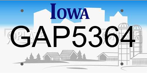GAP5364 Iowa License Plate
