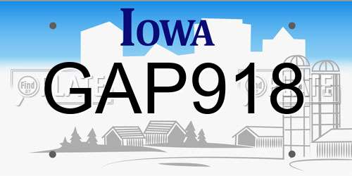 GAP918 Iowa License Plate