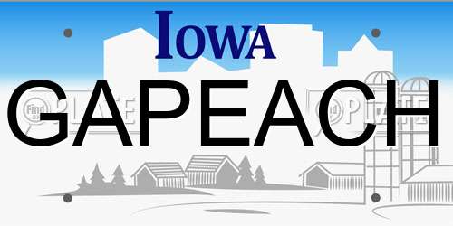 GAPEACH Iowa License Plate