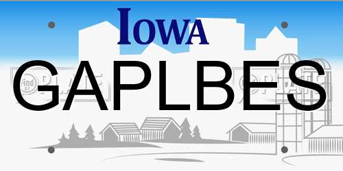 GAPLBES Iowa License Plate
