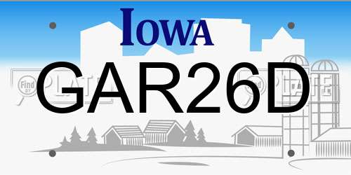 GAR26D Iowa License Plate