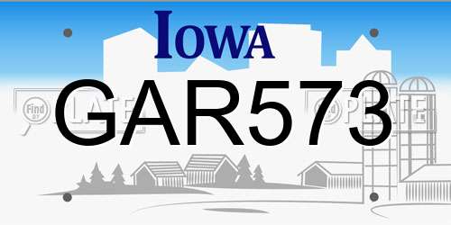 GAR573 Iowa License Plate