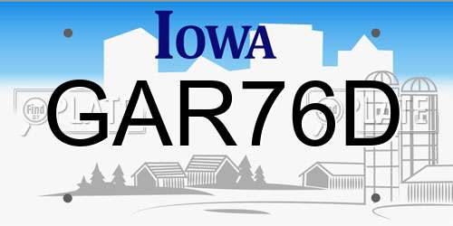 GAR76D Iowa License Plate
